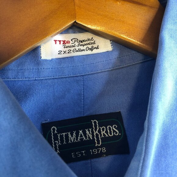 Gitman Bros Dress Shirt Men 16 33 Blue Vintage Long Sleeve Button Made in USA - Picture 2 of 11